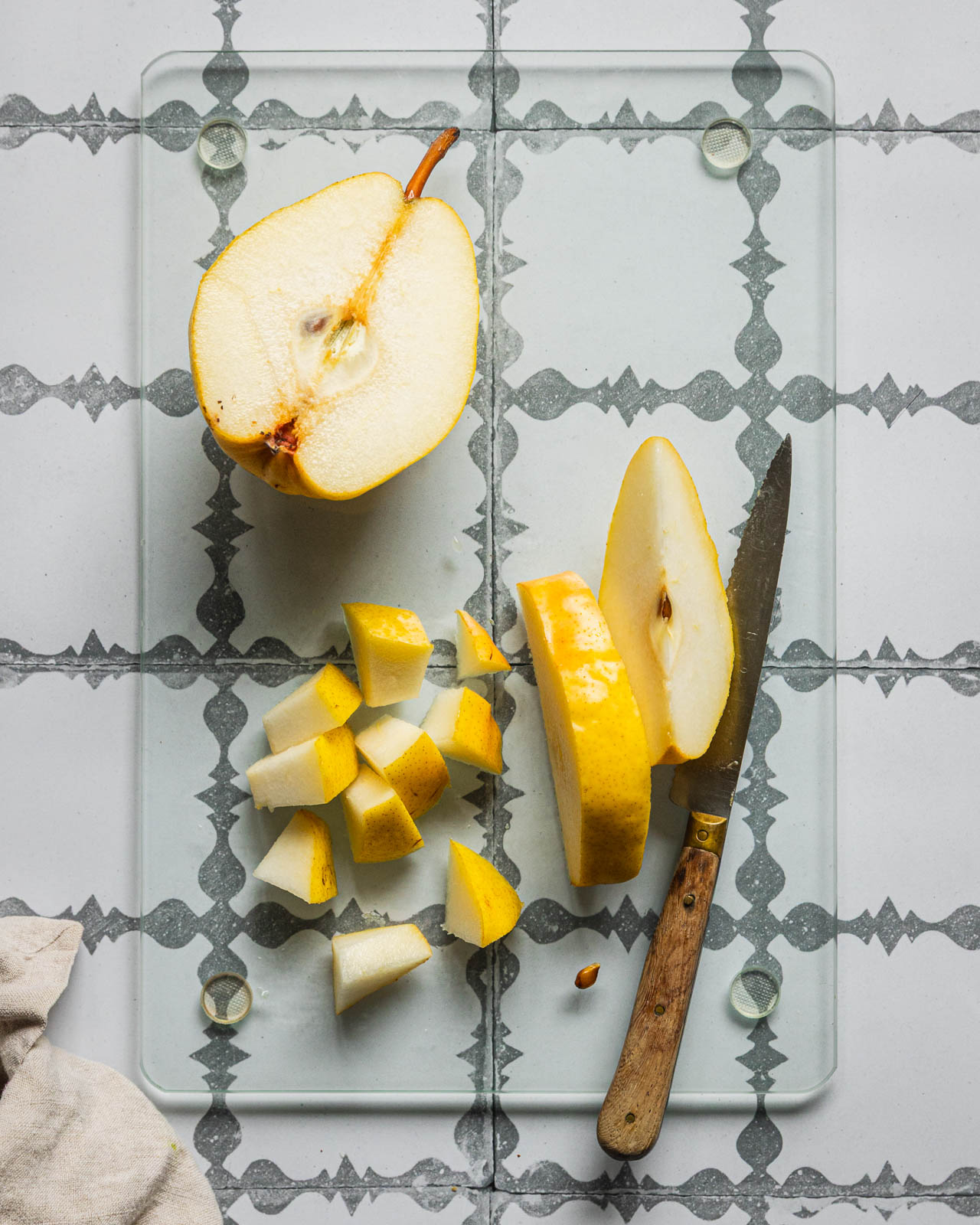 Chopped fresh pear for overnight oats
